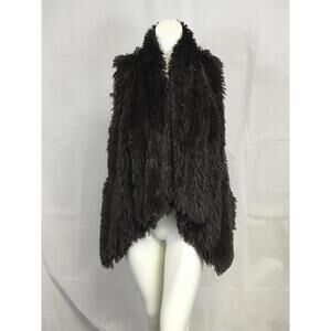 [307] Democracy Vest Womens S Brown Faux Fur Open Front Lined Sleeveless Shaggy